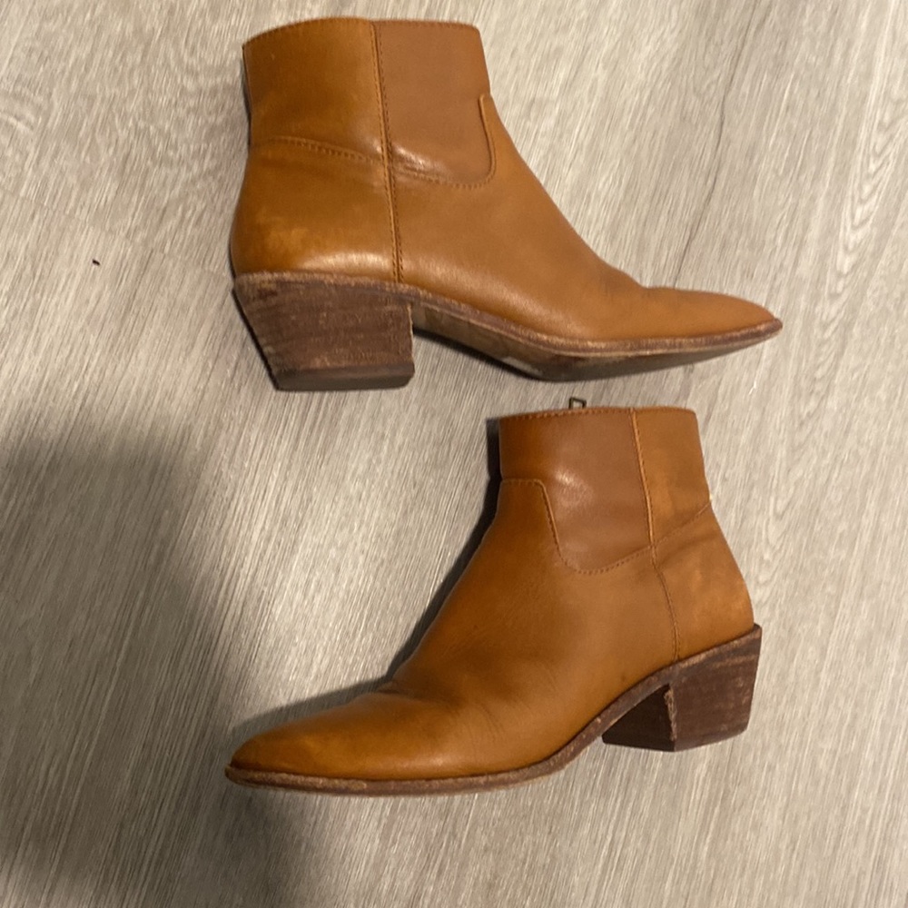 Madewell brown leather western ankle boots